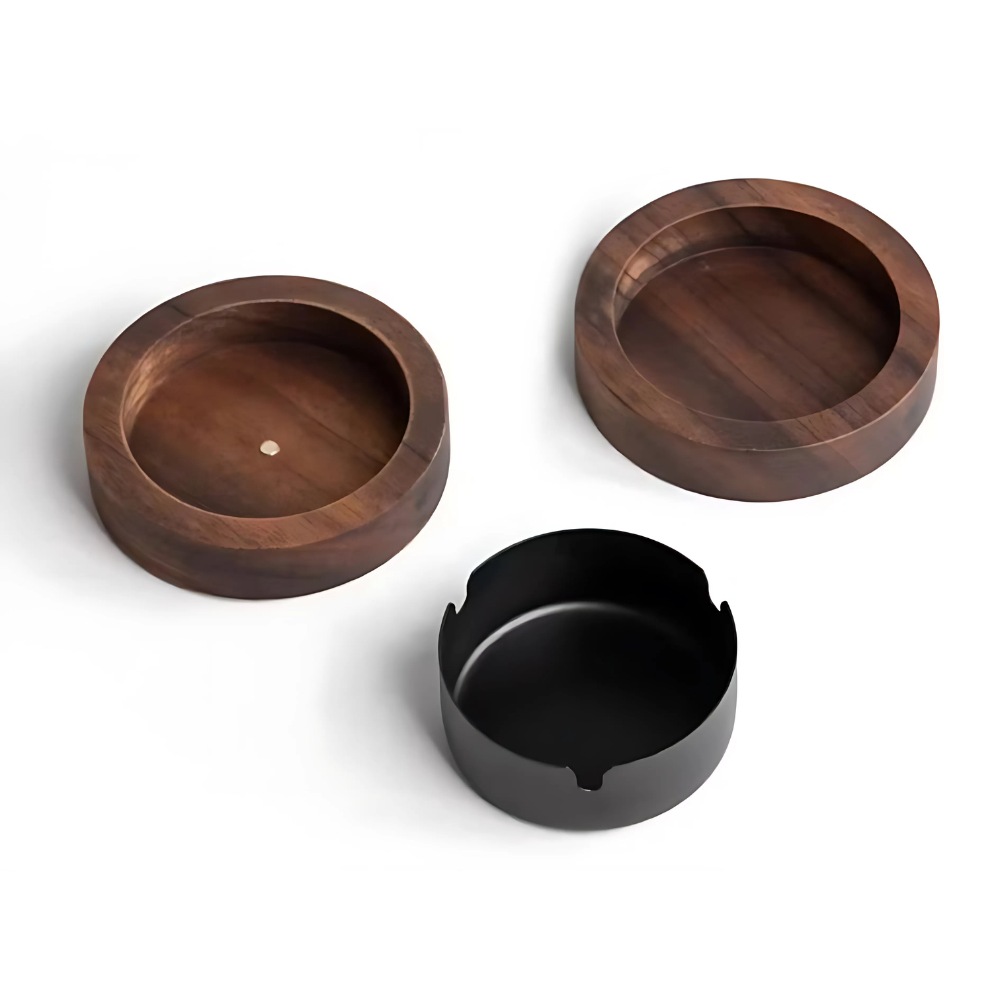 JaJa "SOLID WOOD & METAL ASHTRAY"