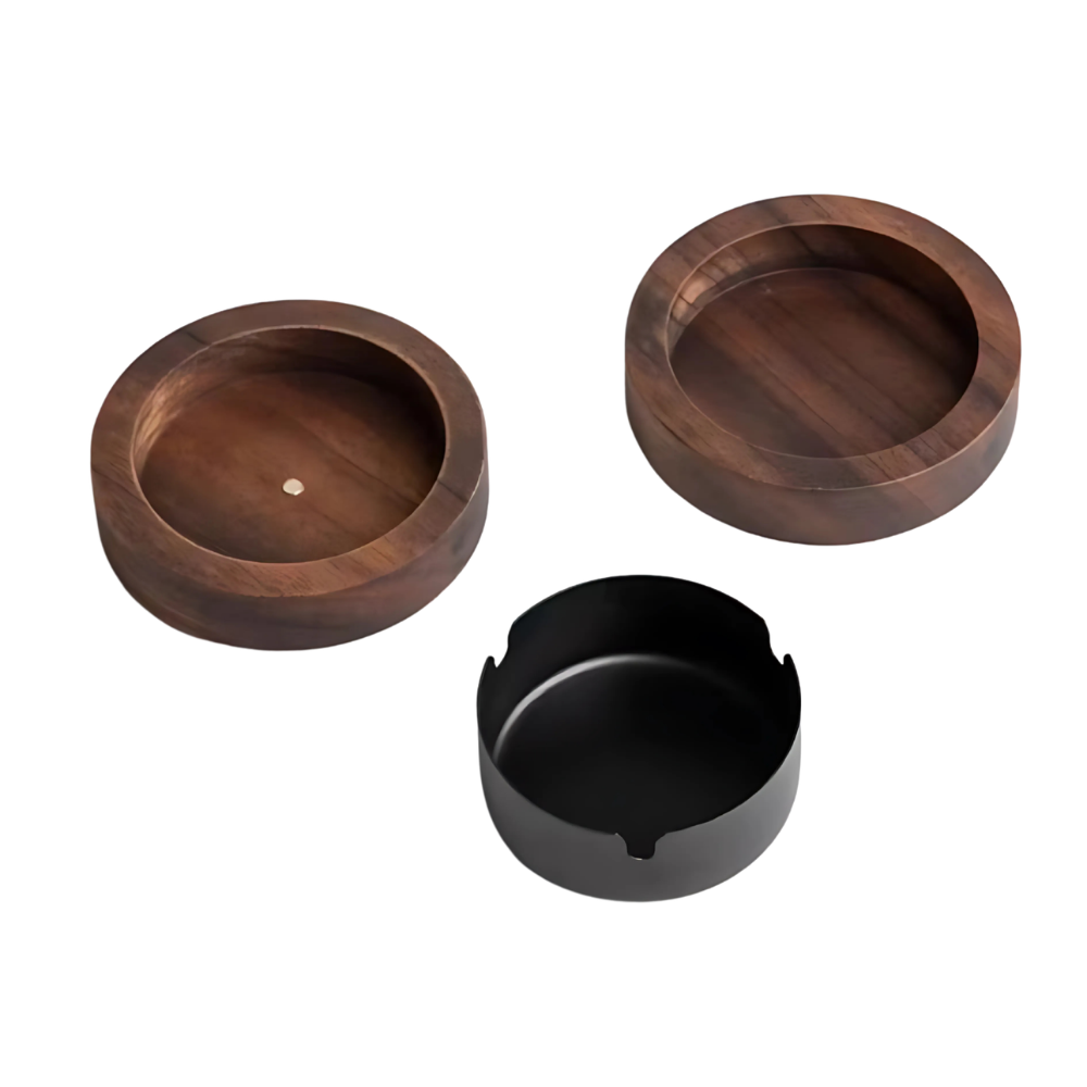 JaJa "SOLID WOOD & METAL ASHTRAY"