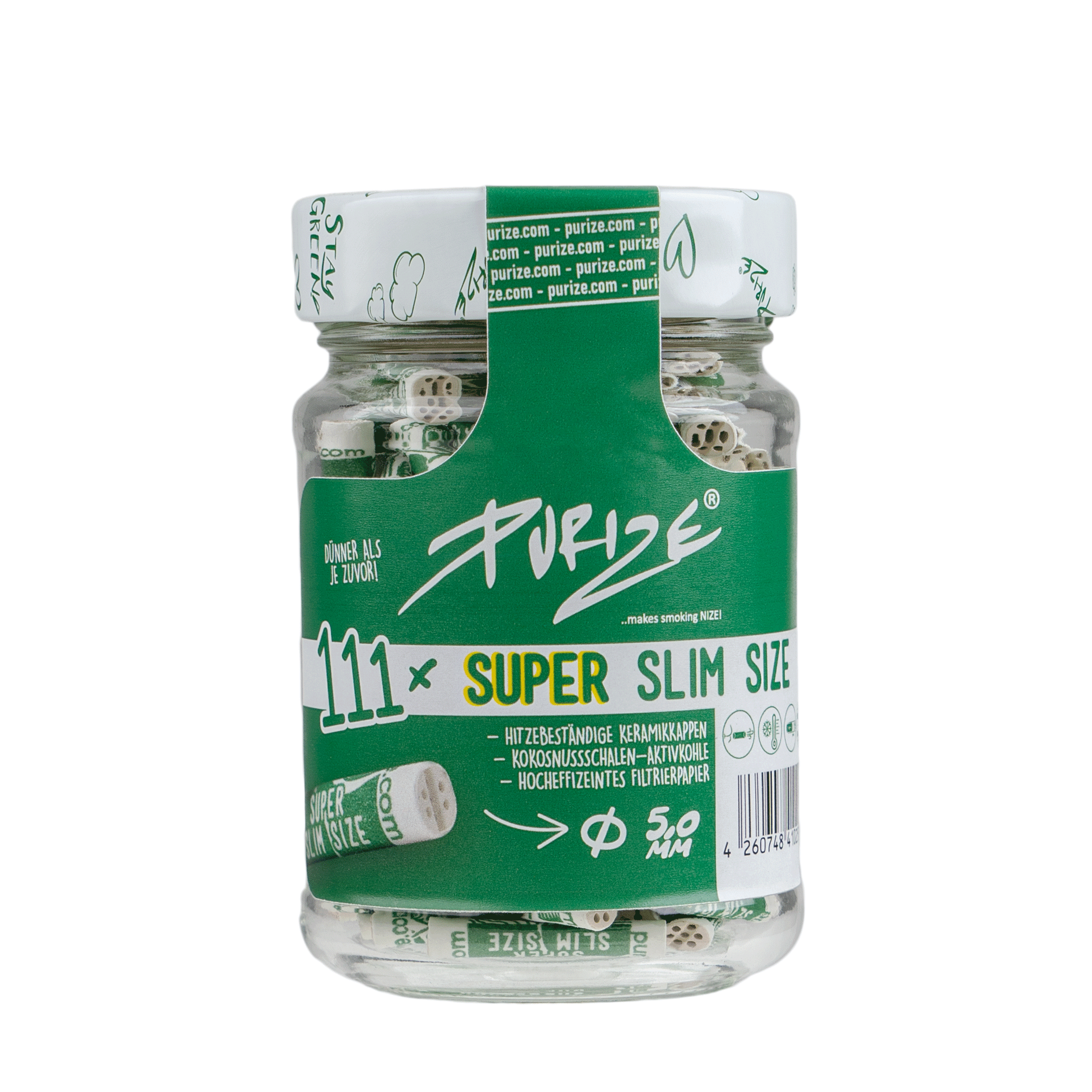 ไส้กรองถ่านกัมมันต์ PURIZE® ขนาด 5 มม.  โหล SUPER Slim Size 111 ชิ้น