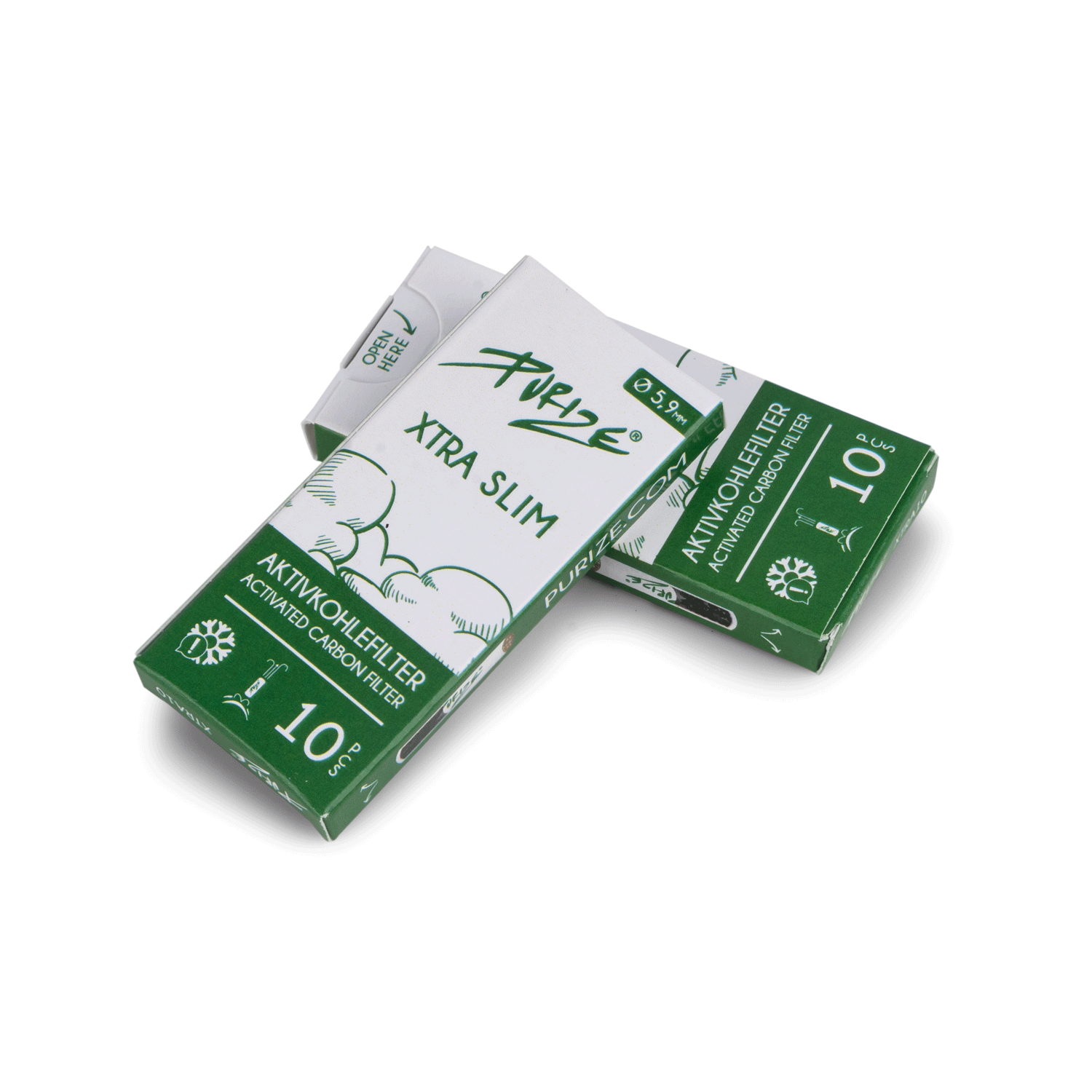 ไส้กรองถ่านกัมมันต์ PURIZE® ขนาด 6 มม.  XTRA Slim Size  10 ชิ้น
