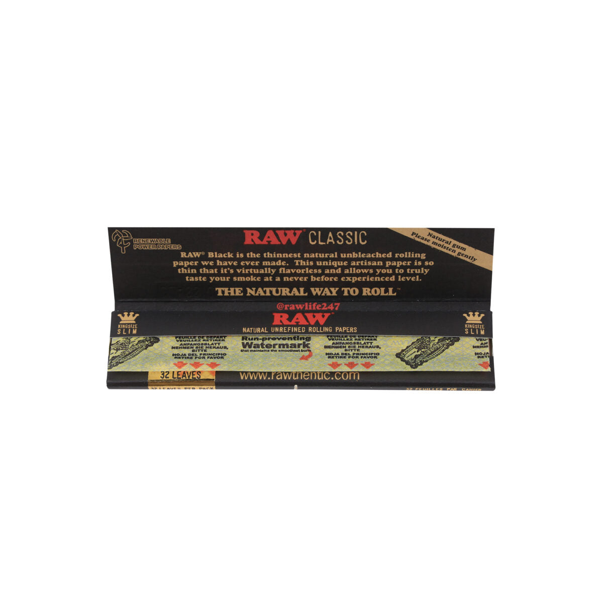 กล่องโชว์ RAW "BLACK CLASSIC" king size slim จำนวน 50 ชิ้น